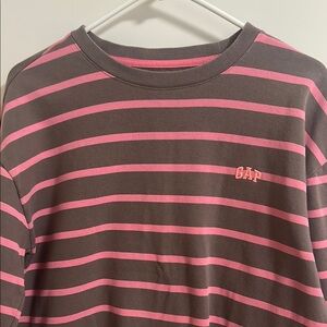 GAP Striped Crewneck in Brown and Pink